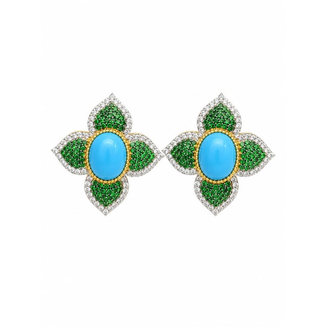 Gemstone details Diamond weight: 0.72 cts Tsavorite weight: 1.05 cts Turquoise weight: 4.04 cts 14K gold Gross weight:...