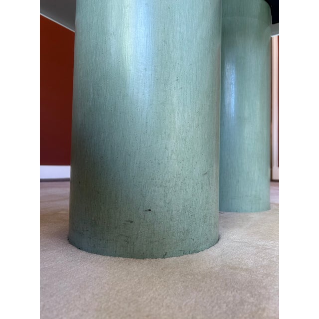 Large 118" Serenissimo Postmodern Dining Table, Seats 10, Semi-Opalescent Glass & Venetian Stucco Columns, 1987 (Original Catalog) For Sale - Image 9 of 9