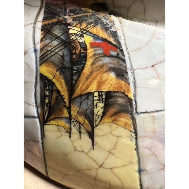 Late 20th Century West Coast Style Post Modern Studio Ceramic Vessels Pair For Sale - Image 4 of 12