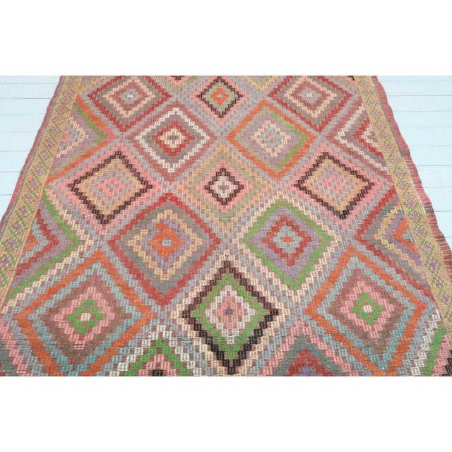 Colorful Vintage Turkish Kilim Rug - 67" X 133" For Sale - Image 4 of 13