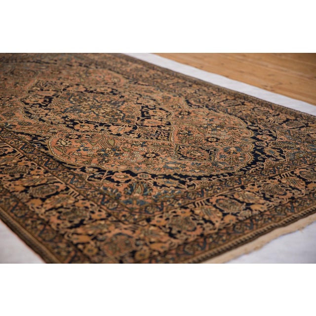 1920s Antique Persian Mohtashem Kashan Floral Medallion Navy Wool Rug For Sale - Image 9 of 14