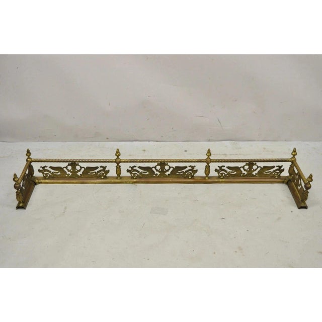 Antique Victorian Figural Swan Bird Twisted Brass 48" Fireplace Fender Surround For Sale - Image 9 of 9