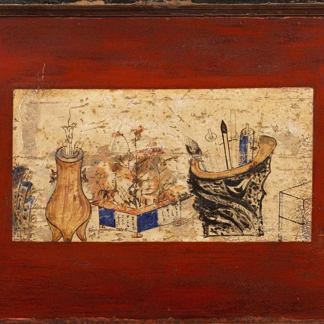 Wood Small Painted Gansu Cabinet, 1920s For Sale - Image 7 of 10