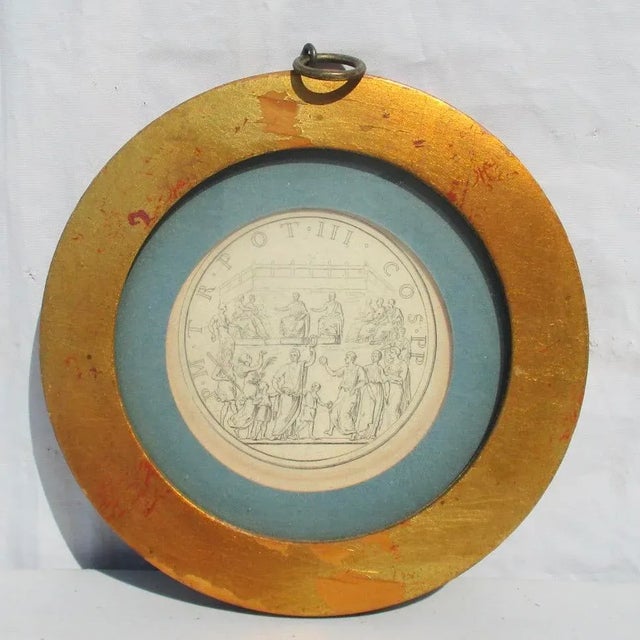 Early 20th Century Vintage Book Plate of Roman Imagery Framed For Sale - Image 5 of 5