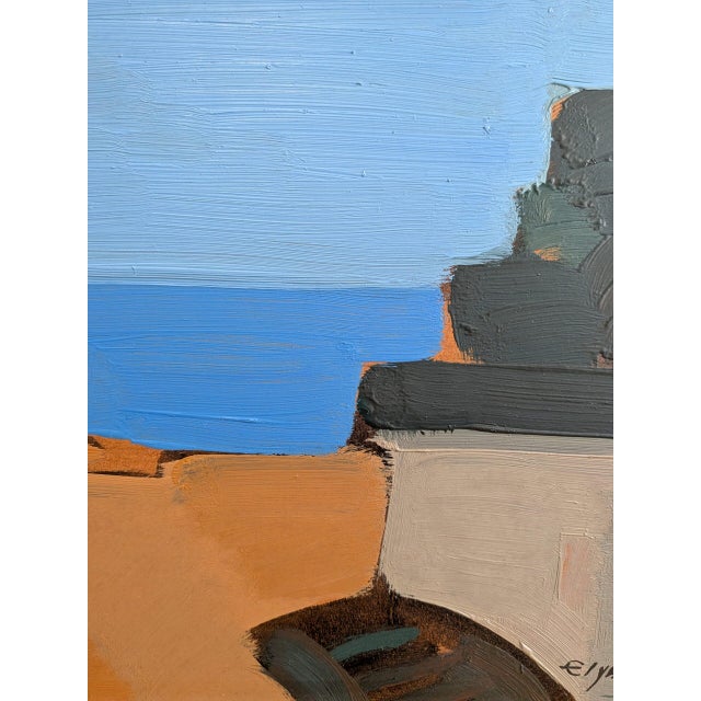 Mid-Century Modern 'Seaside Conversation' Vintage Coastal Landscape Oil Painting by Swedish Artist Eric Elfvén (1921–2008), Framed For Sale - Image 10 of 10
