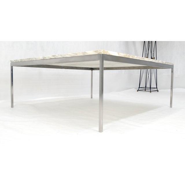 Mid-Century Modern Solid Stainless Steel Marble Top 42x42 Square Mid Century Modern Coffee Table For Sale - Image 3 of 15