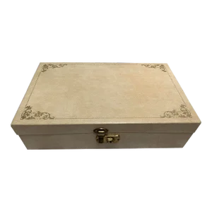 Mid-Century Velvet Lined Jewelry Box With Gold Accents