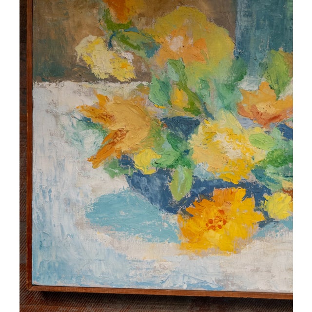 Textile Mid-Century Modern Impressionist Abstract Still Life Painting of Flowers, Signed For Sale - Image 7 of 10
