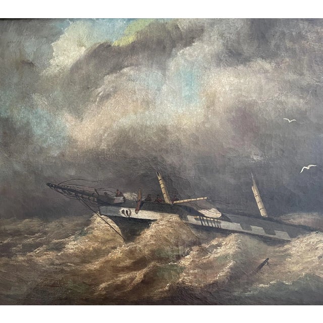 German School Artist, Scene of a Shipwreck, 1840, Oil on Canvas For Sale - Image 4 of 7