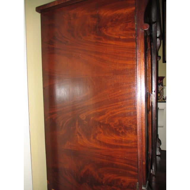 Early 19th Century Early 19th Century Antique Flame Mahogany Empire Display/ China Cabinet Wavey Glass For Sale - Image 5 of 13