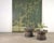 A striking English 20th century four-panel folding screen executed in a rich forest green, embellished with finely...
