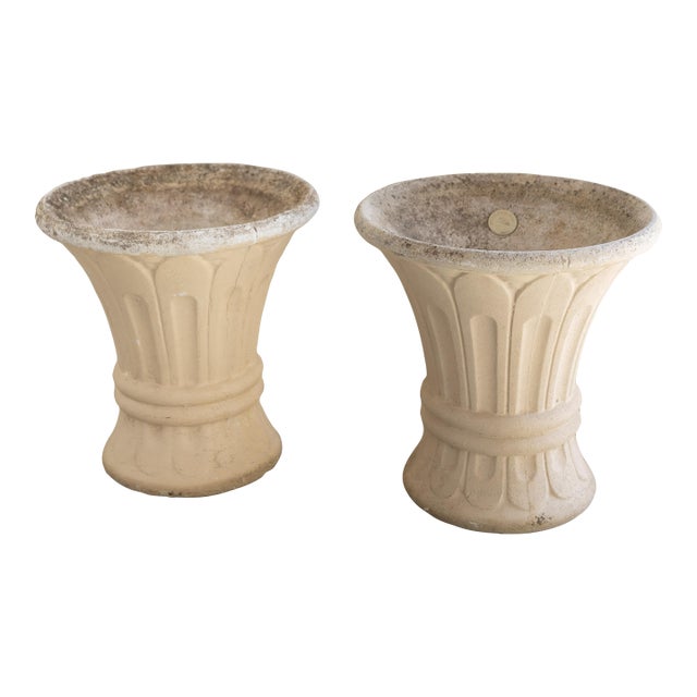 Pair of Vintage French Fluted Planters For Sale
