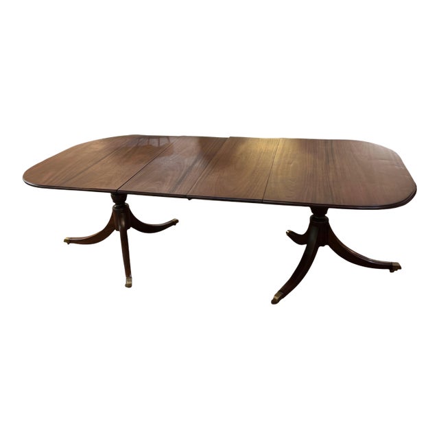 Pre 1850 Duncan Phyfe Style Double Pedestal Extension Dining Table For Sale