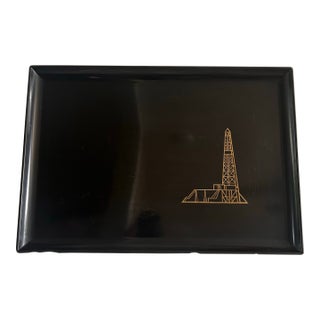 Vintage Couroc of Monterey Serving Tray- Rare Oil Derrick For Sale