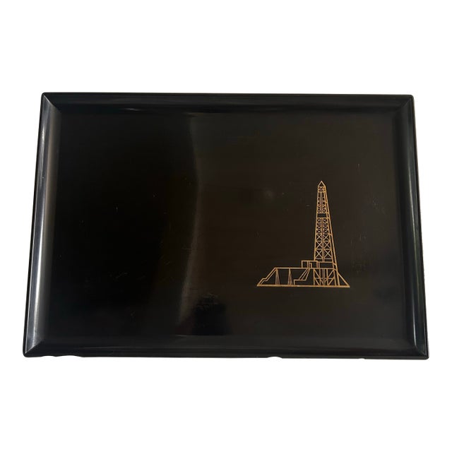 Vintage Couroc of Monterey Serving Tray- Rare Oil Derrick For Sale