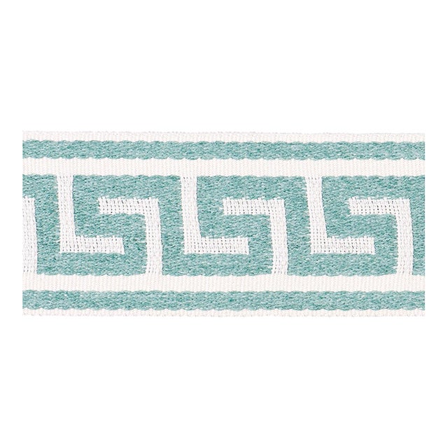 SAMPLE - Schumacher Ganton Tape Indoor/Outdoor In Teal For Sale