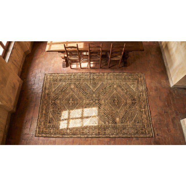 1930s Tan Camel Medallion Antique Chinese Khotan Rug 5'8" X 11'6" Handknotted Wool Carpet For Sale - Image 10 of 10