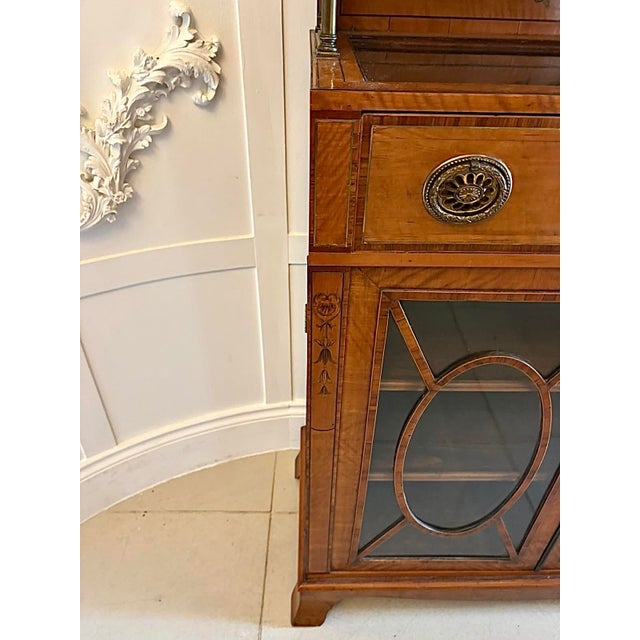 Antique Georgian Sheraton Satinwood Marquetry Inlaid Display Cabinet, 1800 For Sale - Image 15 of 18