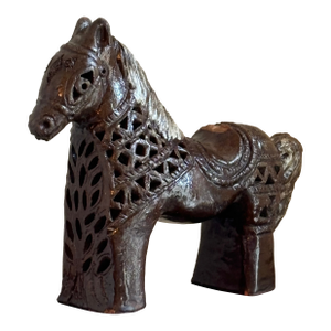 Large Mid-20th Century Bitossi-Style Glazed Pottery Horse Sculpture