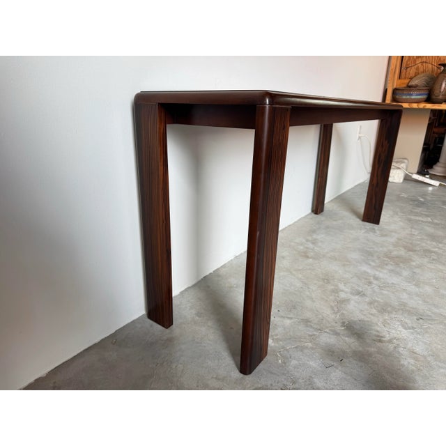 Mid-Century Modern Vintage Macassar Ebony Console Table With Smoked Glass Inset Top by Baker Furniture/ Sold For Sale - Image 3 of 12