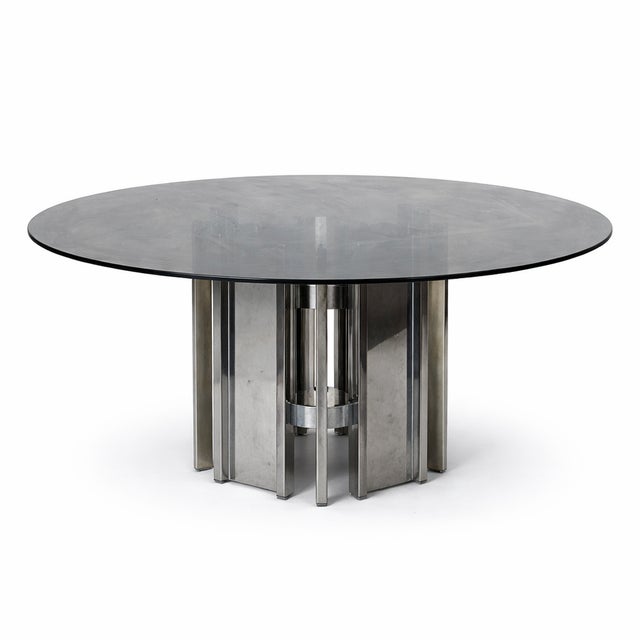 Vintage Pieff Dining Table in Chrome and Smoked Glass, 1980s For Sale - Image 11 of 11