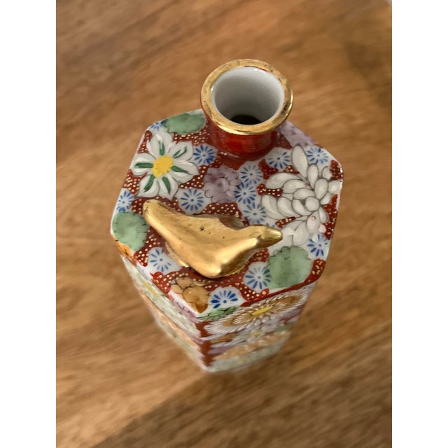 1950s Kutani Hanazume Whistling Bird Sake Bottle For Sale - Image 9 of 10