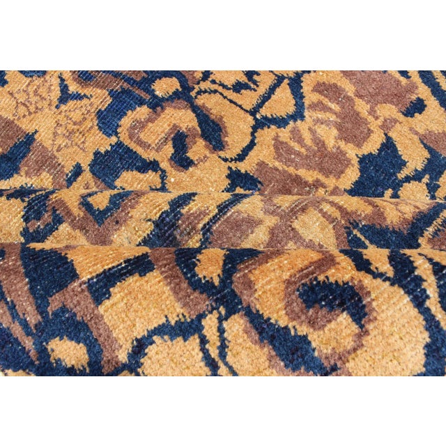 Mid 20th Century Mid-Century Modern Style Rug in Navy, Camel, Yellow, and Cream Colors For Sale - Image 5 of 7