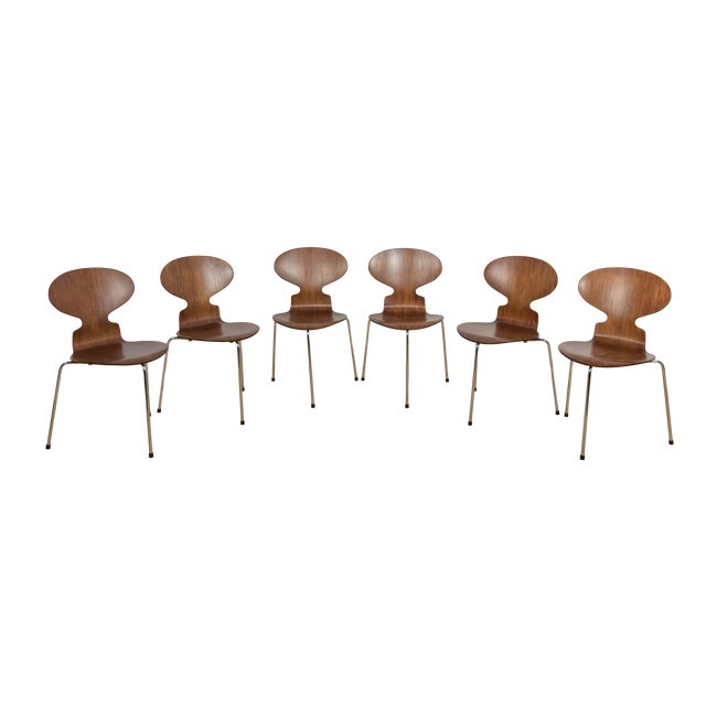 Mid-Century Model 3101 Ant Dining Chairs by Arne Jacobsen for Fritz Hansen, Denmark, 1970s, Set of 6 For Sale