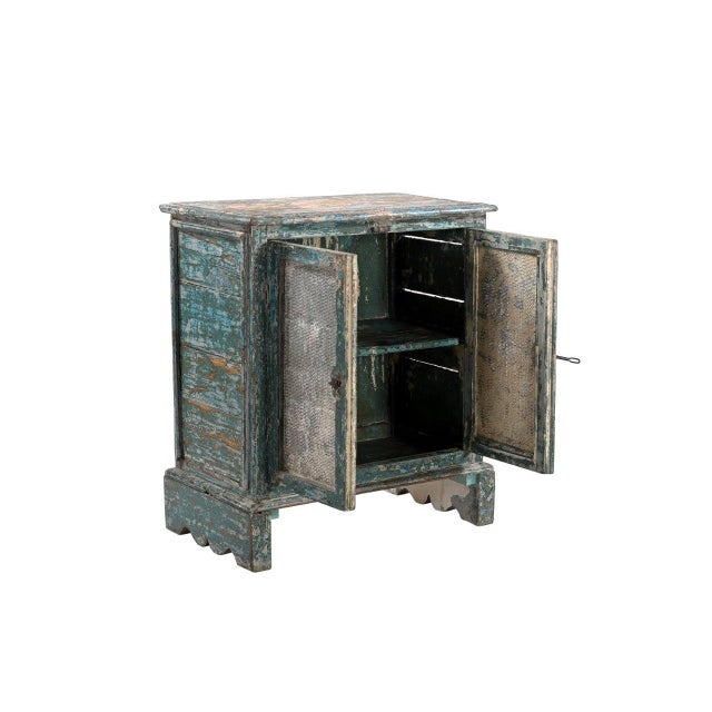 Indian Antique Indian Painted Food Cabinet For Sale - Image 3 of 4
