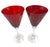 1980s Vintage Elegant Ruby Red Fluted Wine Goblets With Crystal Clear Stems - A Pair For Sale - Image 5 of 12