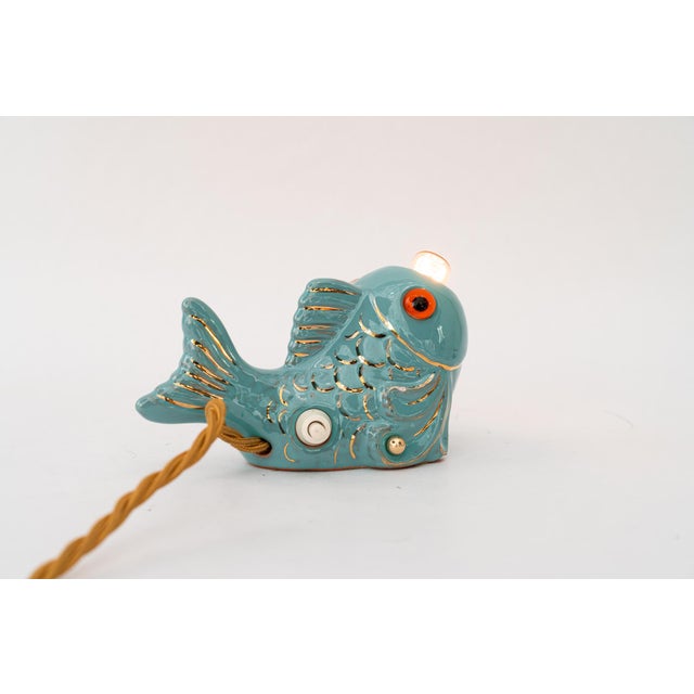 Vintage Ceramic Fish Table Lamp, 1960s For Sale - Image 10 of 12