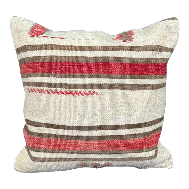 Turkish Hemp Pillow Cushion Natural Beige Red Cushion Cover 20x20 For Sale
