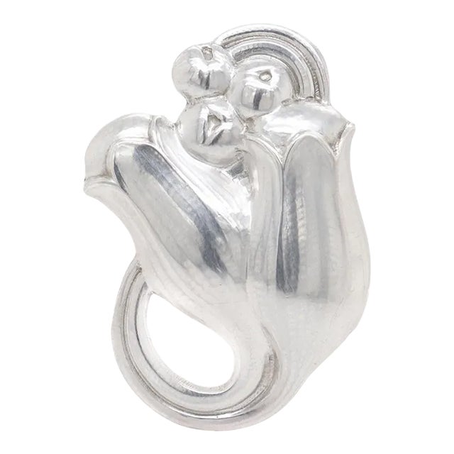Vintage Georg Jensen Sterling Silver Tulip Brooch No. 100b For Sale