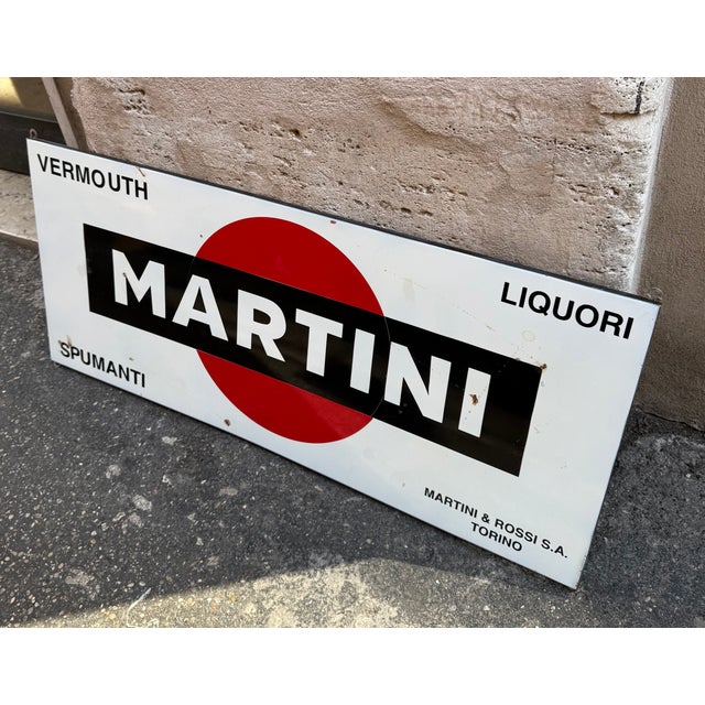 Original vintage Martini advertising sign. Beautiful enamel sign with the classic Martini logo (red circle and black...