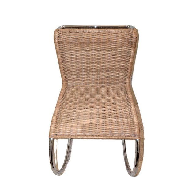 1970s Mies Van Der Rohe Chairs - 1970's Cantilevered Caned/Chrome Chairs For Sale - Image 5 of 11