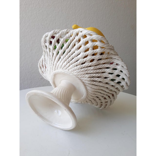 Large Handmade Ceramic Fruit Basket from Capodimonte, Italy, 1980s For Sale - Image 6 of 12