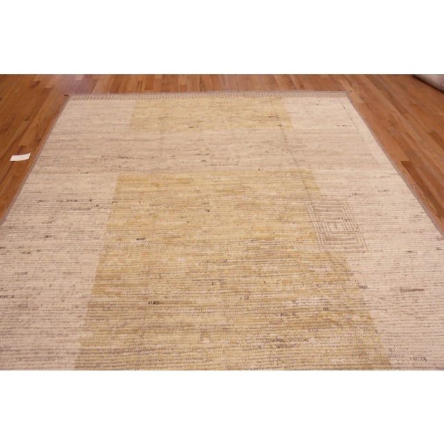 Modern Nazmiyal Collection Light Cream and Yellow Modern Geometric Rug For Sale - Image 3 of 7
