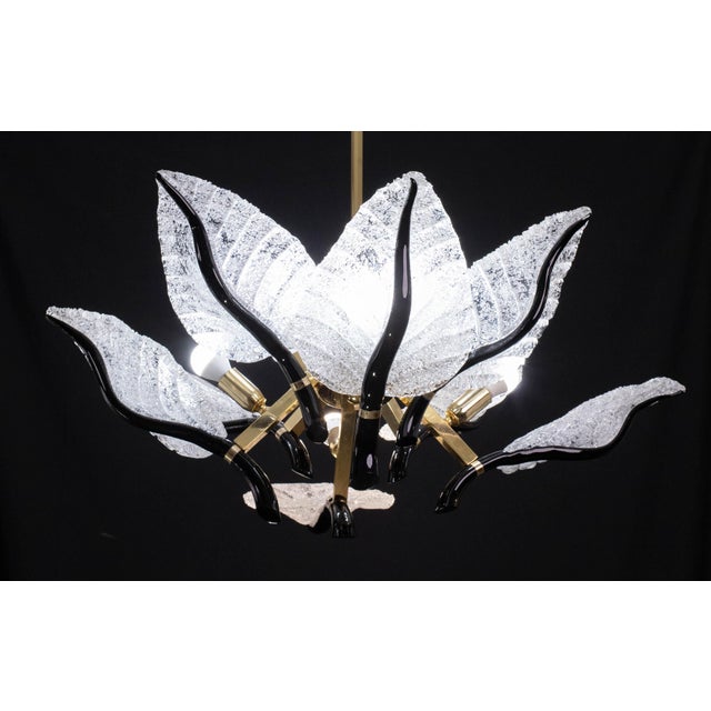 Black Large Size Chandelier Franco Luce for Seguso, Murano Glass, 1970s For Sale - Image 8 of 12