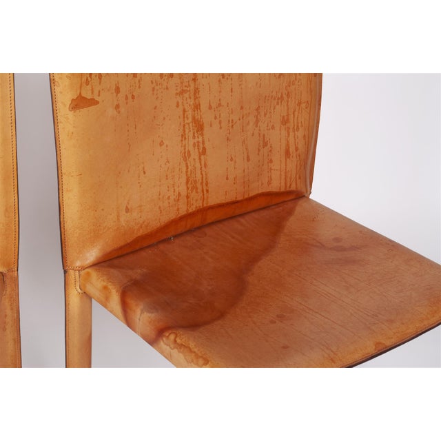 Burnt Umber Set of 6 Enrico Pellizzoni Leather Dining Chairs For Sale - Image 8 of 9