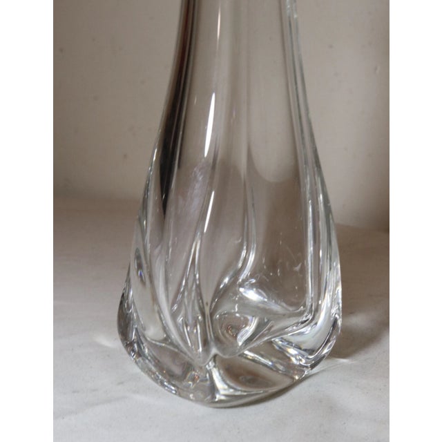 Vintage Hand Blown Made Signed Daum Swirled Clear Crystal Decanter Glass Bottle For Sale - Image 11 of 12