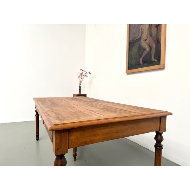 Farmhouse Table with Five Beech Legs and Four Drawers, 1950s For Sale - Image 16 of 18