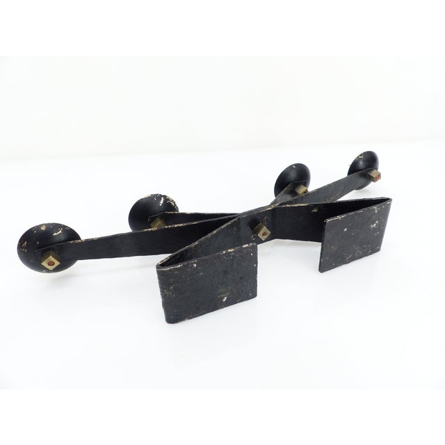 Modernist Brutalist Chandelier with Four Blackened Hammered Metal Spikes, Europe, 1970 For Sale - Image 6 of 10