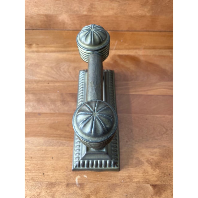 English Colonial Revival Brass Fire Tool Rest or Fire Dogs For Sale - Image 12 of 12