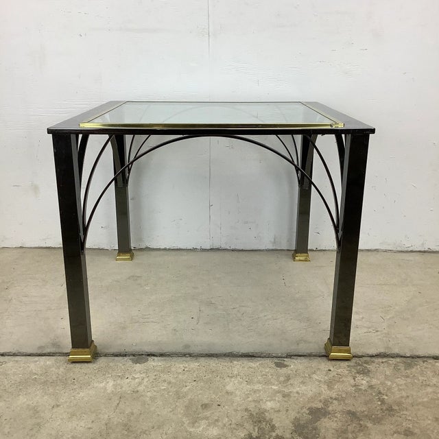 Late 20th Century Regency Modern Dark Chrome and Glass End Table- Design Institute of America For Sale - Image 5 of 13