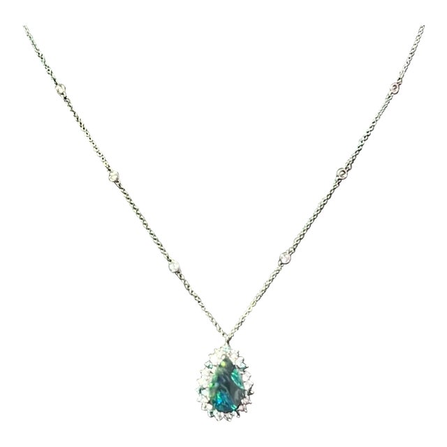 Natural Opal Diamond Pendant W/ Gold Chain 3.25 TCW GIA Certified For Sale