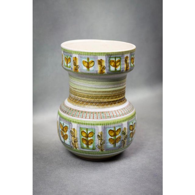 Ceramic Mid-Century Hand-Painted Glazed Stoneware Vase with Foliage Frieze by Marcel Guillot, France, 1950s-1960s For Sale - Image 7 of 11