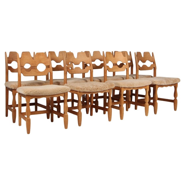 Danish Dining Chairs in Oak by Henning Kjærnulf, 1970s, Set of 8 For Sale - Image 10 of 10