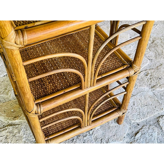 Vintage Bamboo and Rattan Three-Tier Shelf, 1970s For Sale - Image 16 of 18
