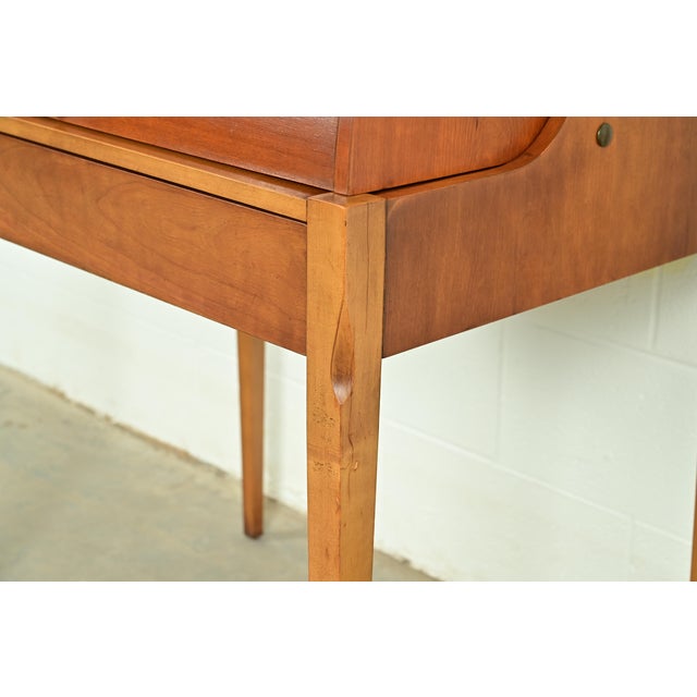 John Van Koert for Drexel Mid-Century Modern Sculpted Cherry Wood Roll Top Desk, 1959 For Sale - Image 12 of 18