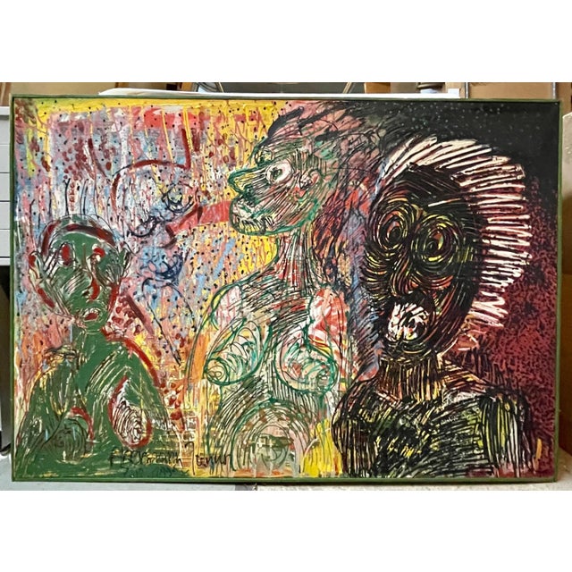 Expressionism Janusz Akermann, Large Figurative Neo Expressionist Polish Oil Painting Janusz Akermann Brutalist, 1990 For Sale - Image 3 of 13